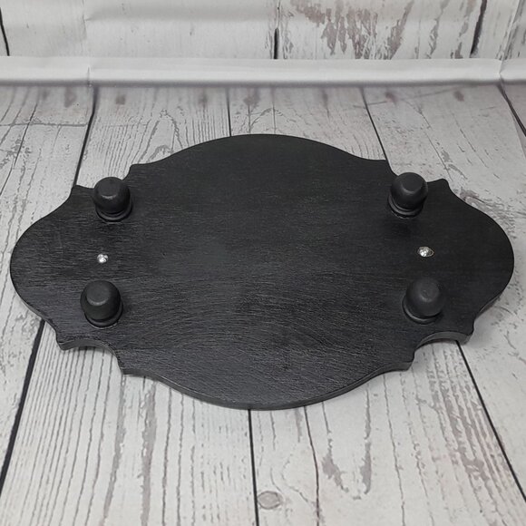 Wood Tray Hand Painted Floral Metal Handles Footed Artist Signed - Picture 6 of 11